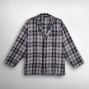 Pendleton Plaid Pajama Shirt Men M Black Grey Sleepwear Lounge Grunge Classic